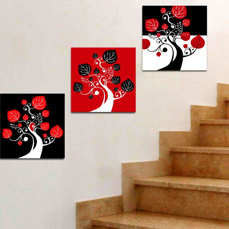 摇钱树卡通楼梯装饰画客厅照片墙挂画幼儿园文化墙壁画抽象发财树图片