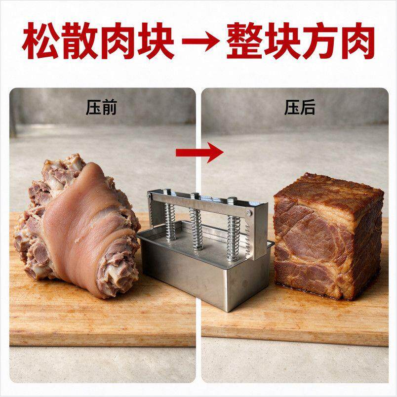 新款不锈钢压肉盒商用肉