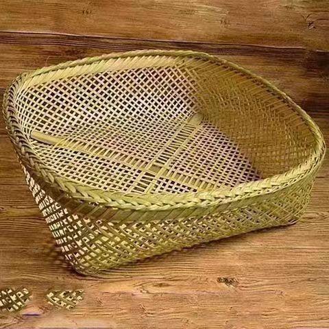 竹青纯手工竹编有孔筛子