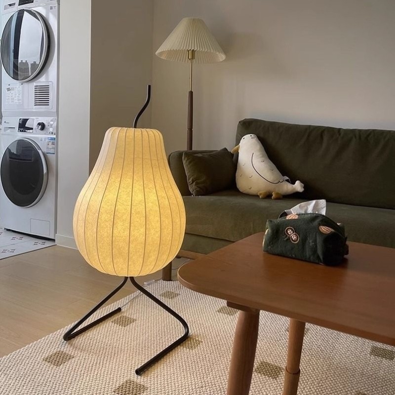 奶油风梨子灯蚕丝落地灯高级感设计师客厅摆件沙发旁边网红氛围灯