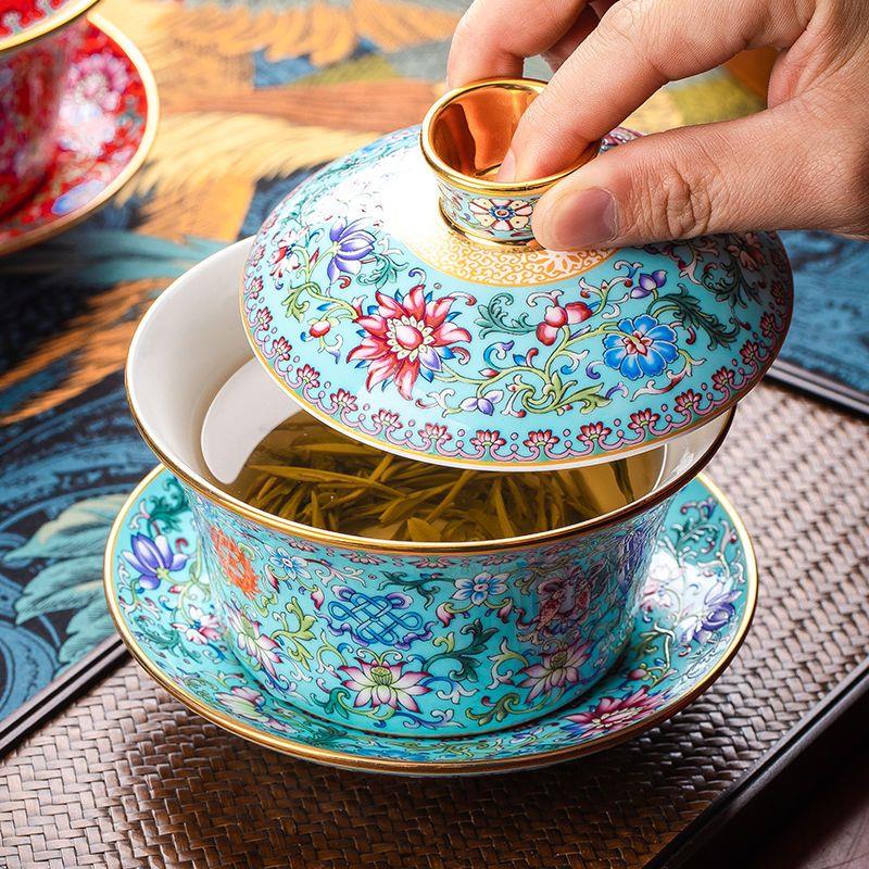 景德镇高档骨瓷盖碗茶杯
