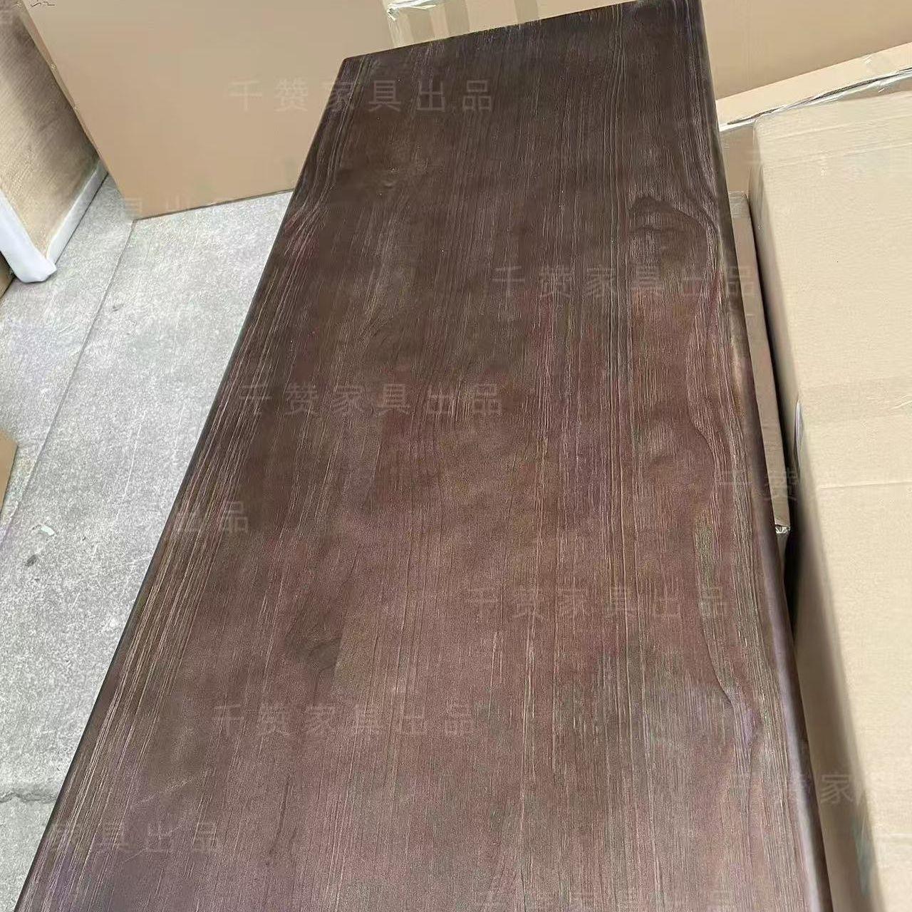 侘寂风茶桌实木工作台复古电脑桌展示长条餐桌接待会议老板办公桌