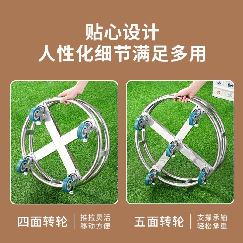 加厚不锈钢周转车食堂汤桶架子带滑轮保温桶推车煤气瓶底座置物架