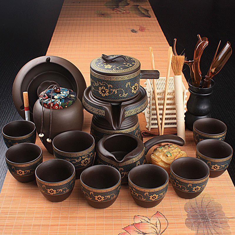 紫砂懒人石磨整套功夫茶