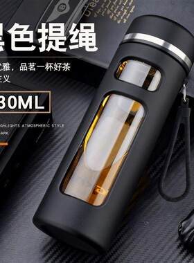 耐热过滤泡茶水杯塑玻双