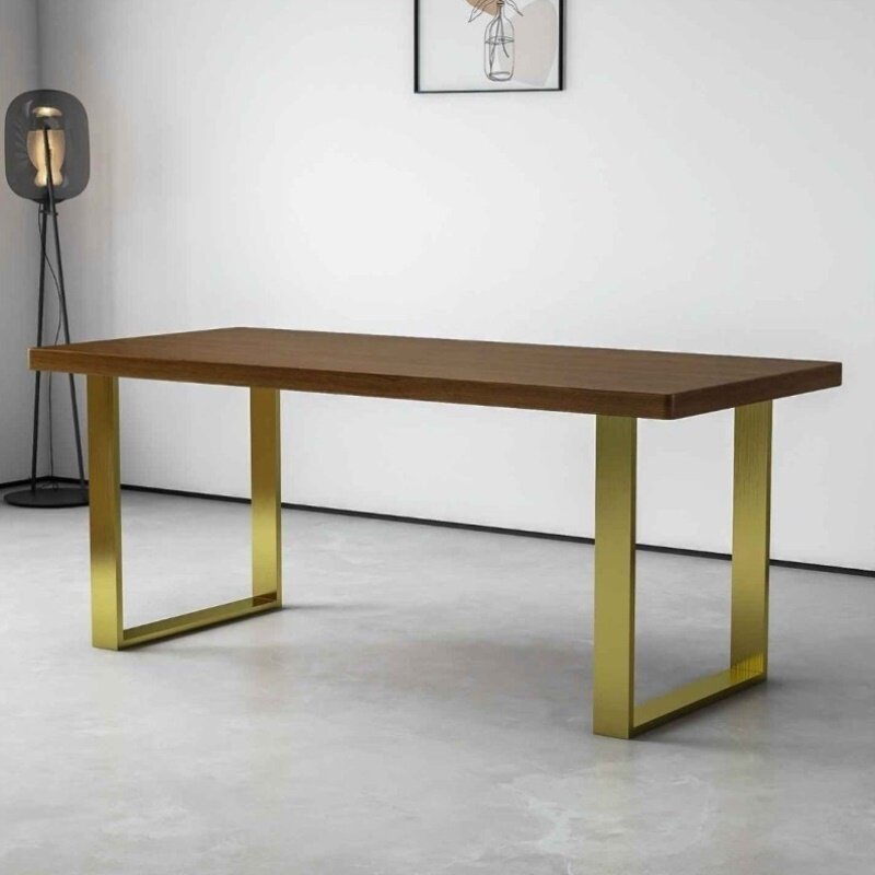 不锈钢拉丝桌脚实木大板支架桌脚桌腿餐台脚支架岛台支撑腿书桌脚