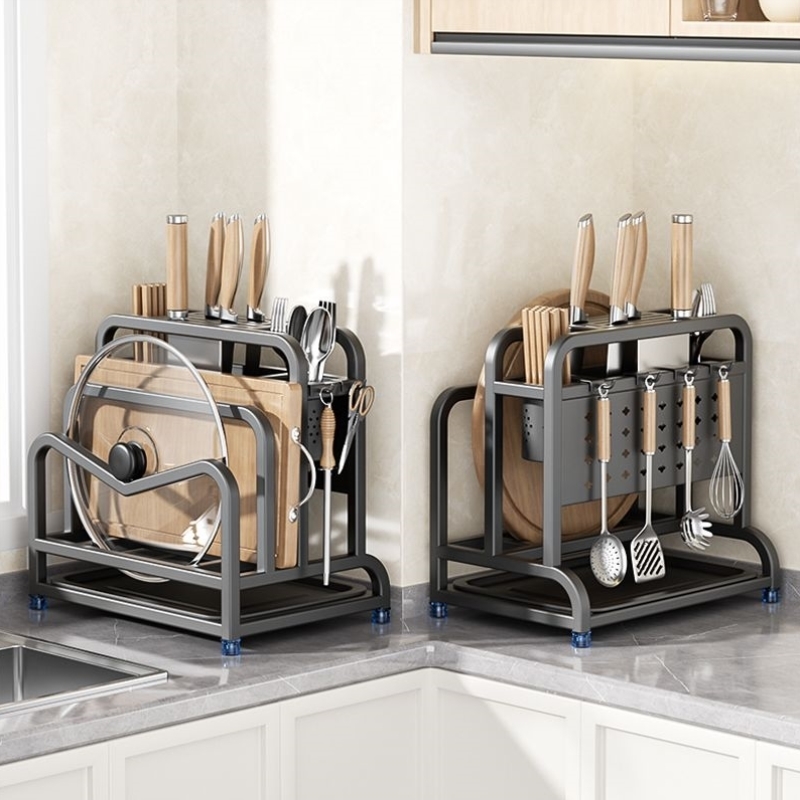 不锈钢厨房置物架刀架特厚刀架厨房专用厨房菜刀架一体厨房多功能