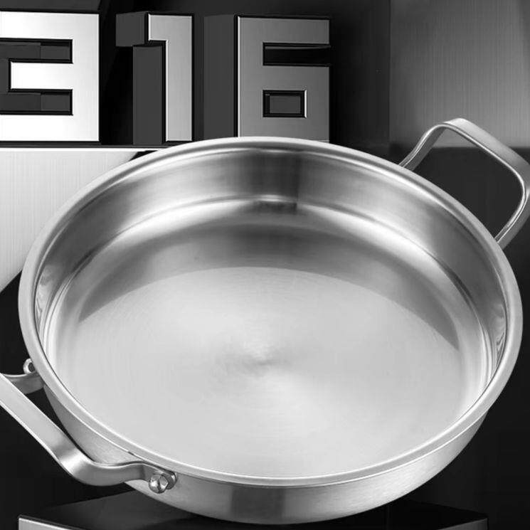 316L不锈钢煎锅双耳平底