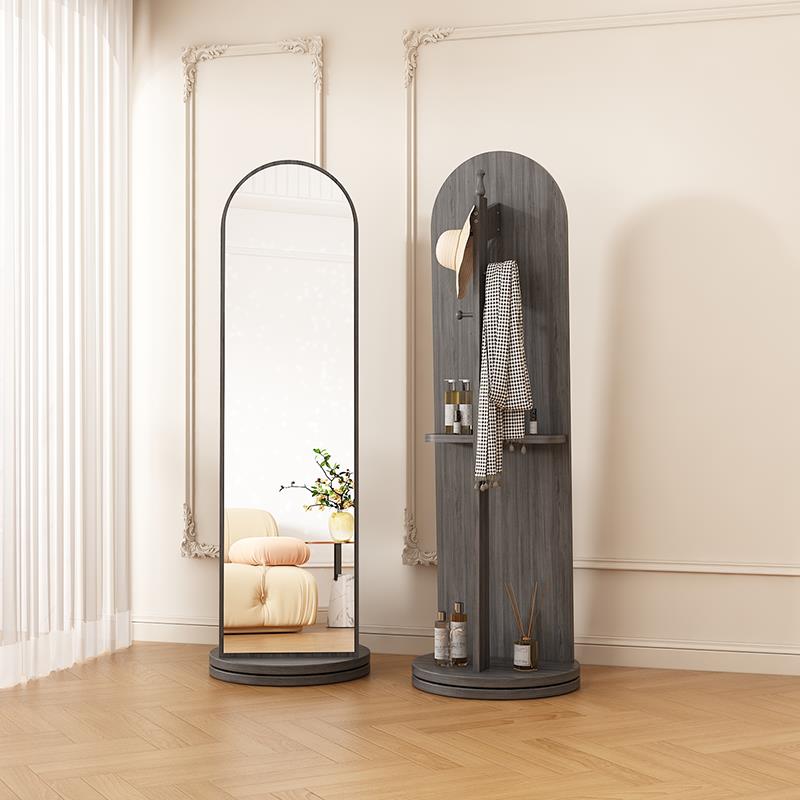 法式复古旋转全身穿衣镜衣帽架一体卧室感网红服装店落地镜子