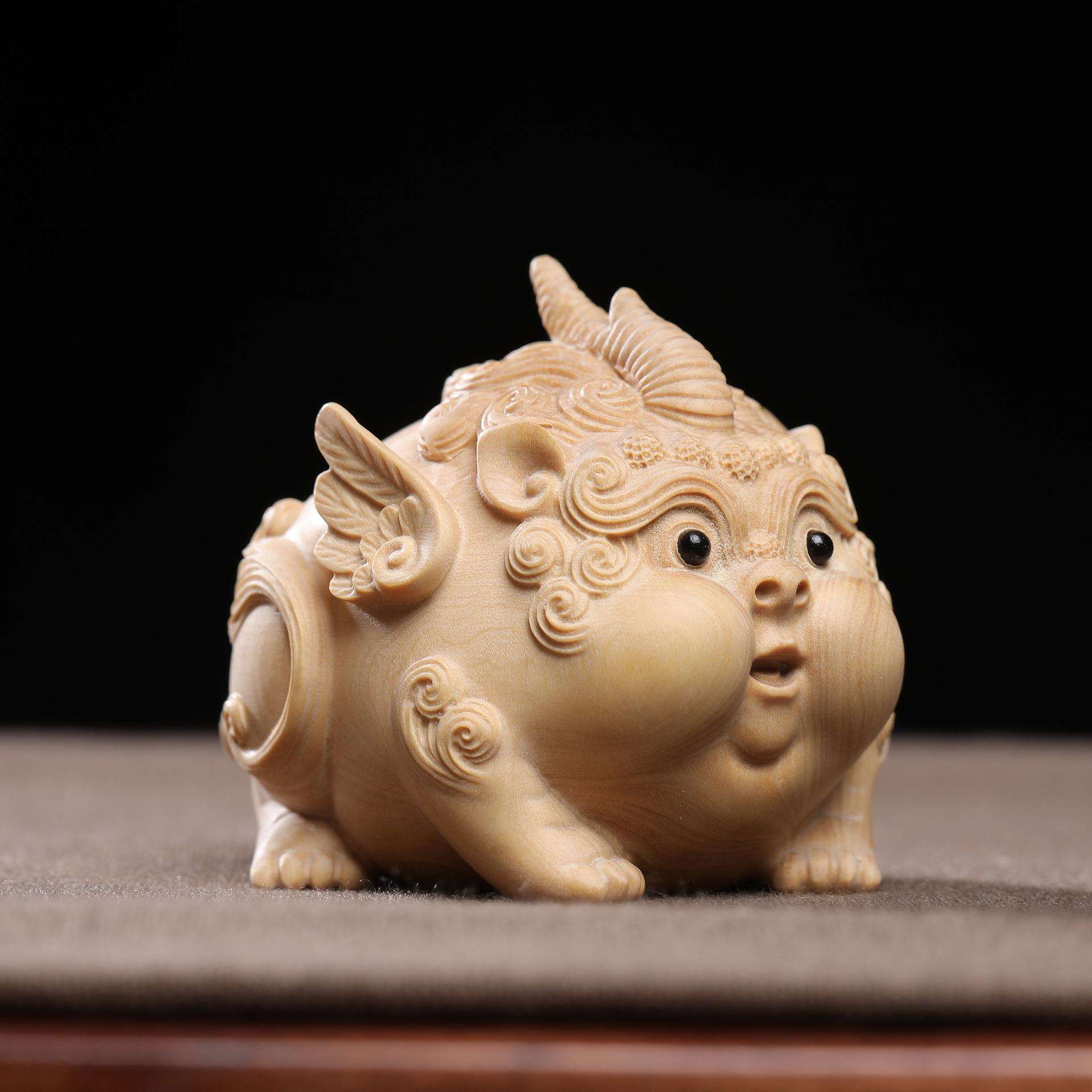 小叶黄杨木雕萌宠貔貅招财随身手把件摆件家居装饰品茶宠玩物