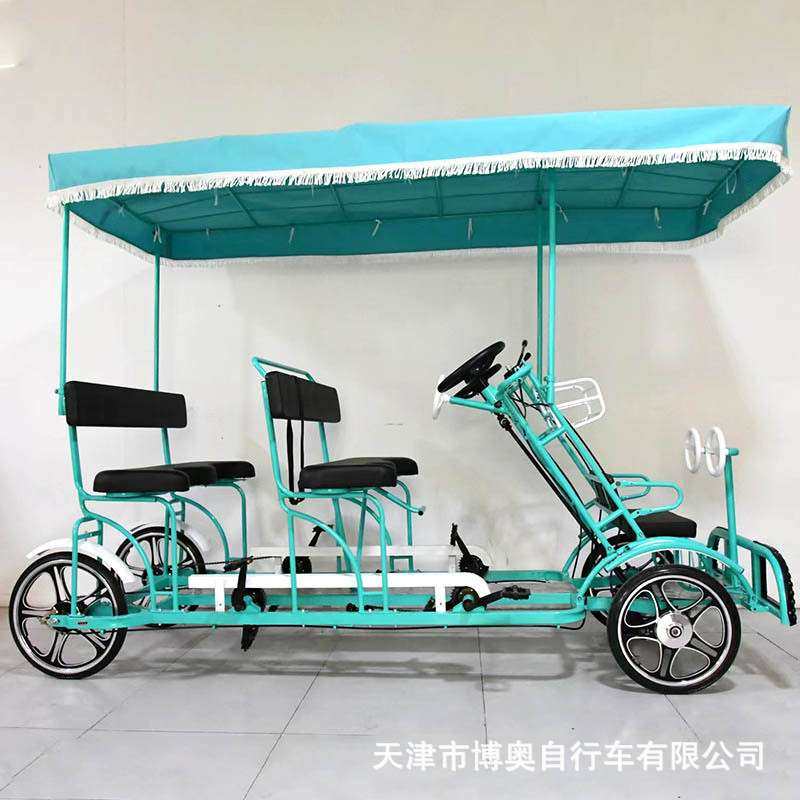 豪华四轮双人亲子自行车三人四人六人多人景点观光脚踏亲子骑行