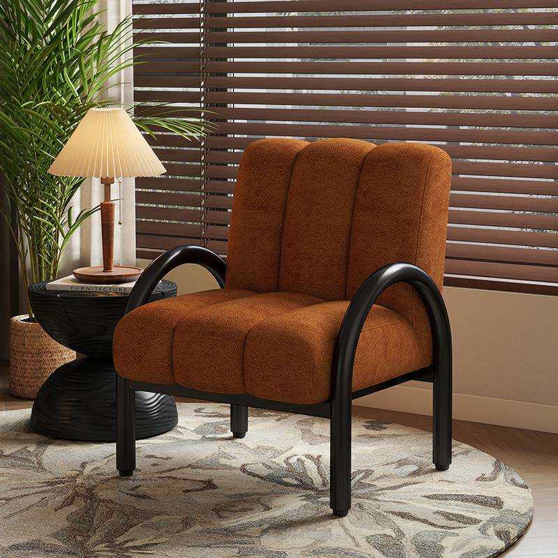 中古风布艺设计师款单人沙发椅复古客厅阳台懒人靠背休闲椅子单椅