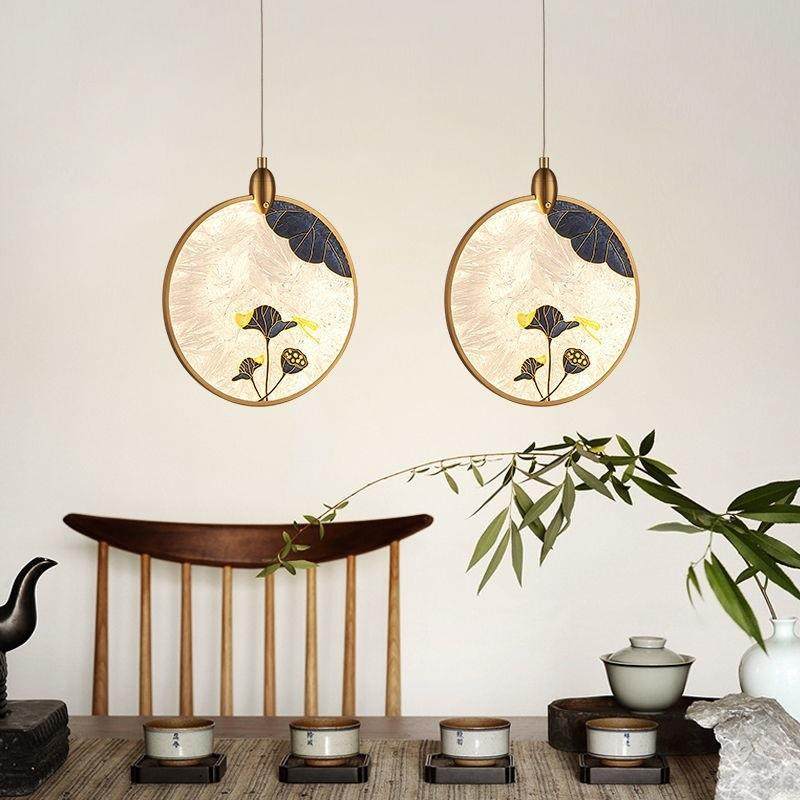 中式床头小吊灯荷花灯卧室餐厅新款网红古风客厅简约复古国风古典