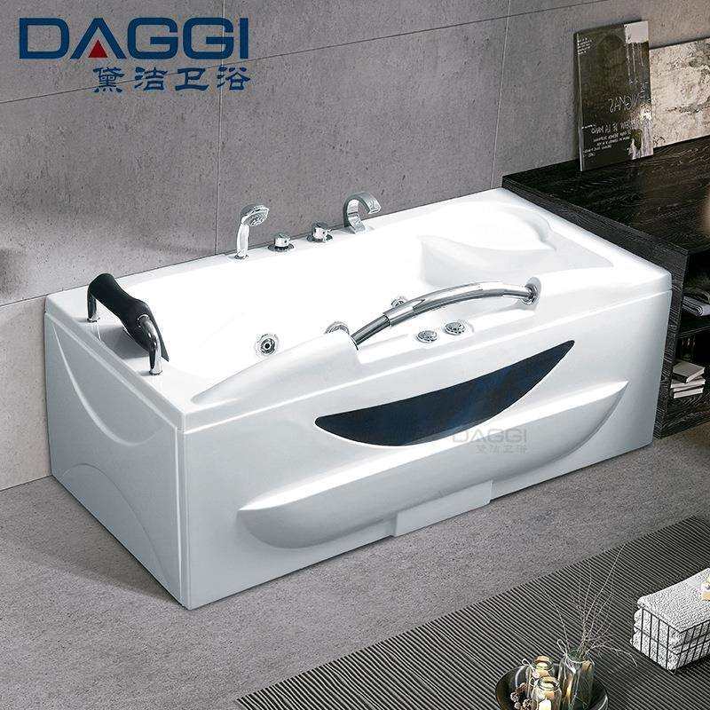 浴缸家用亚克力方形靠墙带扶手普通按摩冲浪恒温成人单人方形浴池