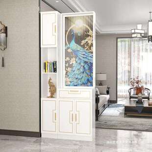 新款正对门的屏风柜孔雀客厅入户玄关实木隔断柜正对大门现代简约