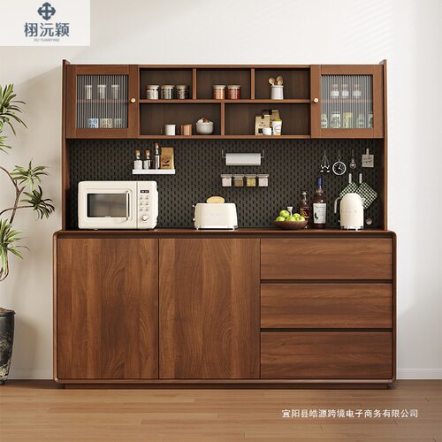 现代极简实木框餐边柜收纳