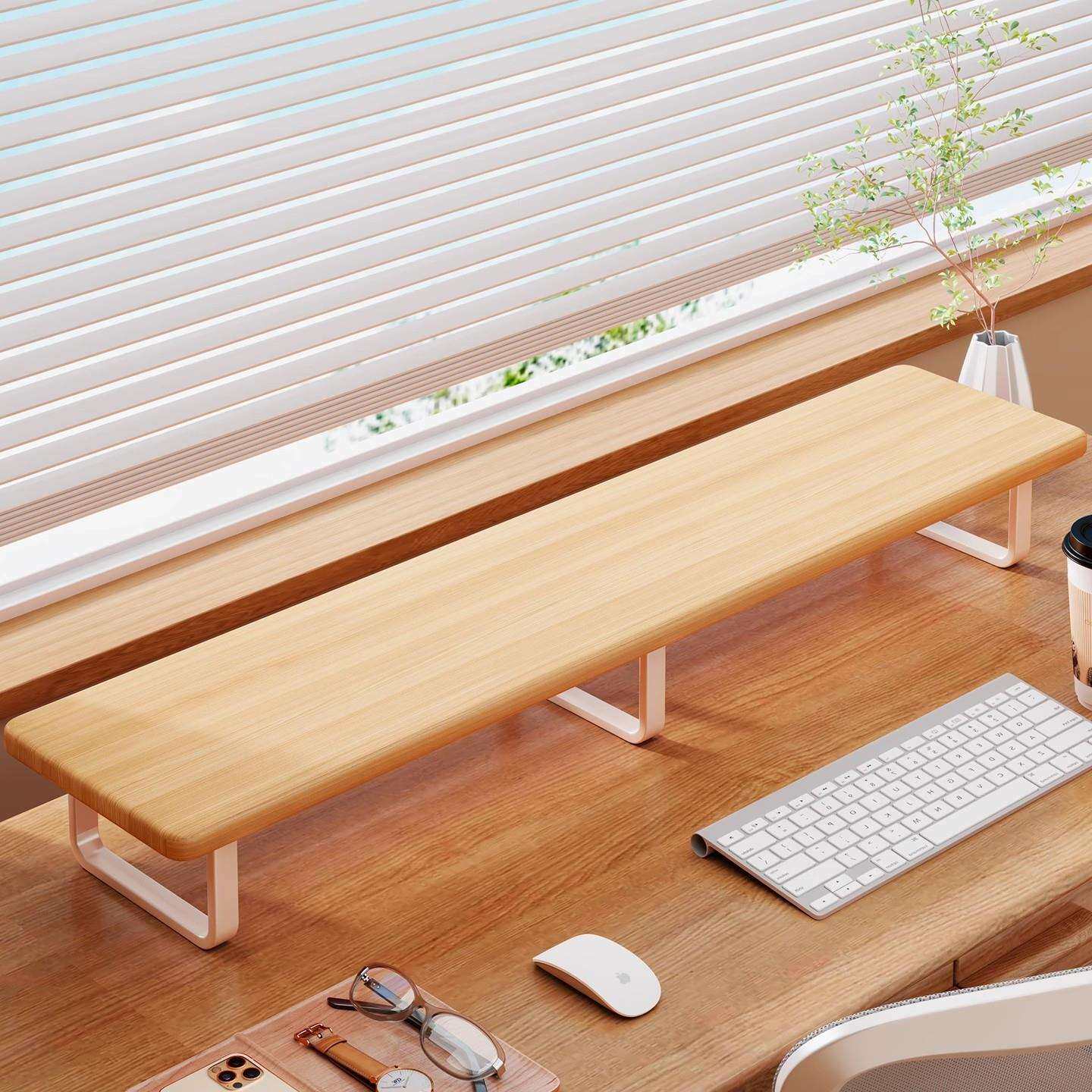 实木台式电脑增高架办公室桌面收纳置物架支撑架女生工位改造神器