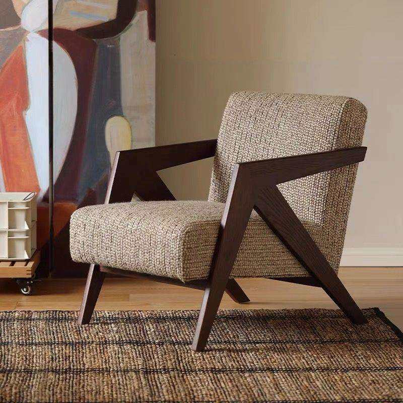 单人沙发椅理查德法式中古风客厅阳台休闲椅子实木设计师沙发单椅