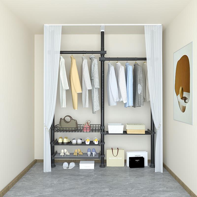 顶天立地晾衣架落地卧室置衣架免打孔阳台置物架伸缩衣帽架衣柜厂