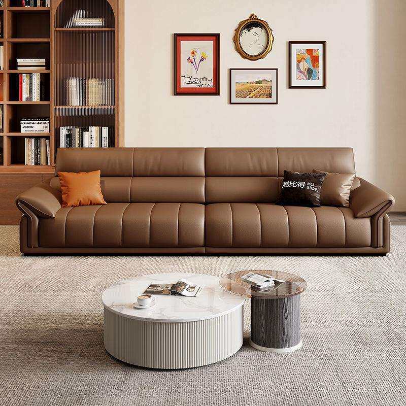 意式极简真皮沙发客厅简约现代家用轻奢小户型直排皮艺沙发头层皮
