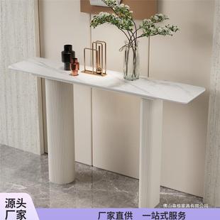奶油风玄关柜轻奢感入户轻奢台客厅置物架台岩板条案玄关桌