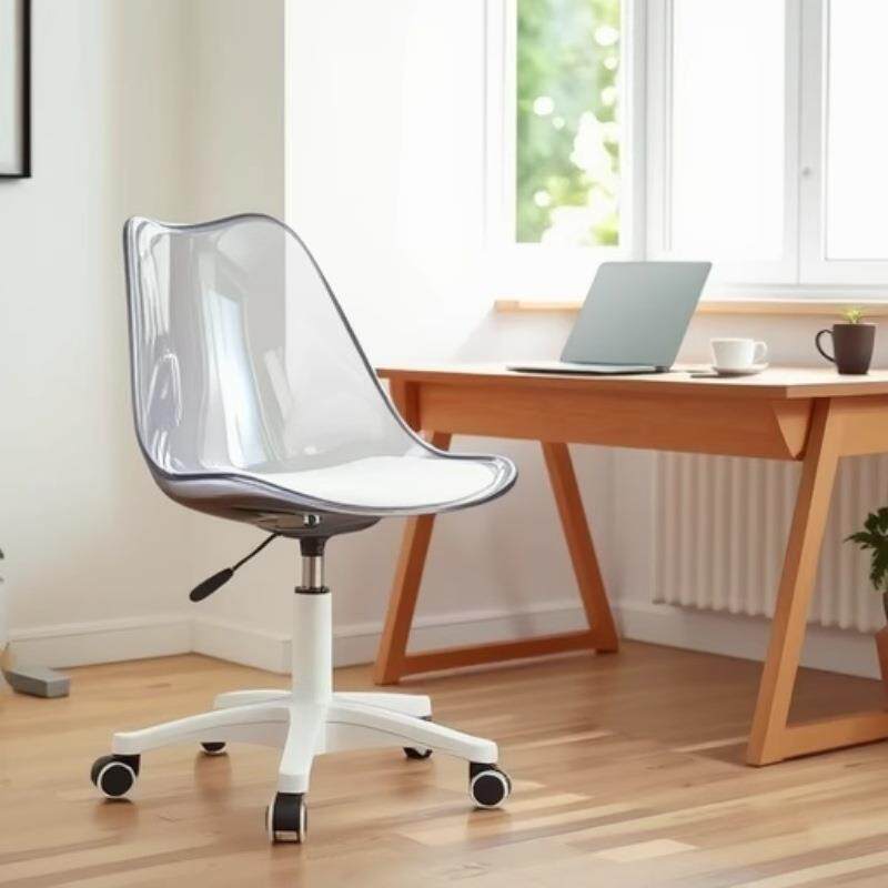 电脑椅靠背简约家用久坐不累办公室学习椅透明亚克力旋转升降椅