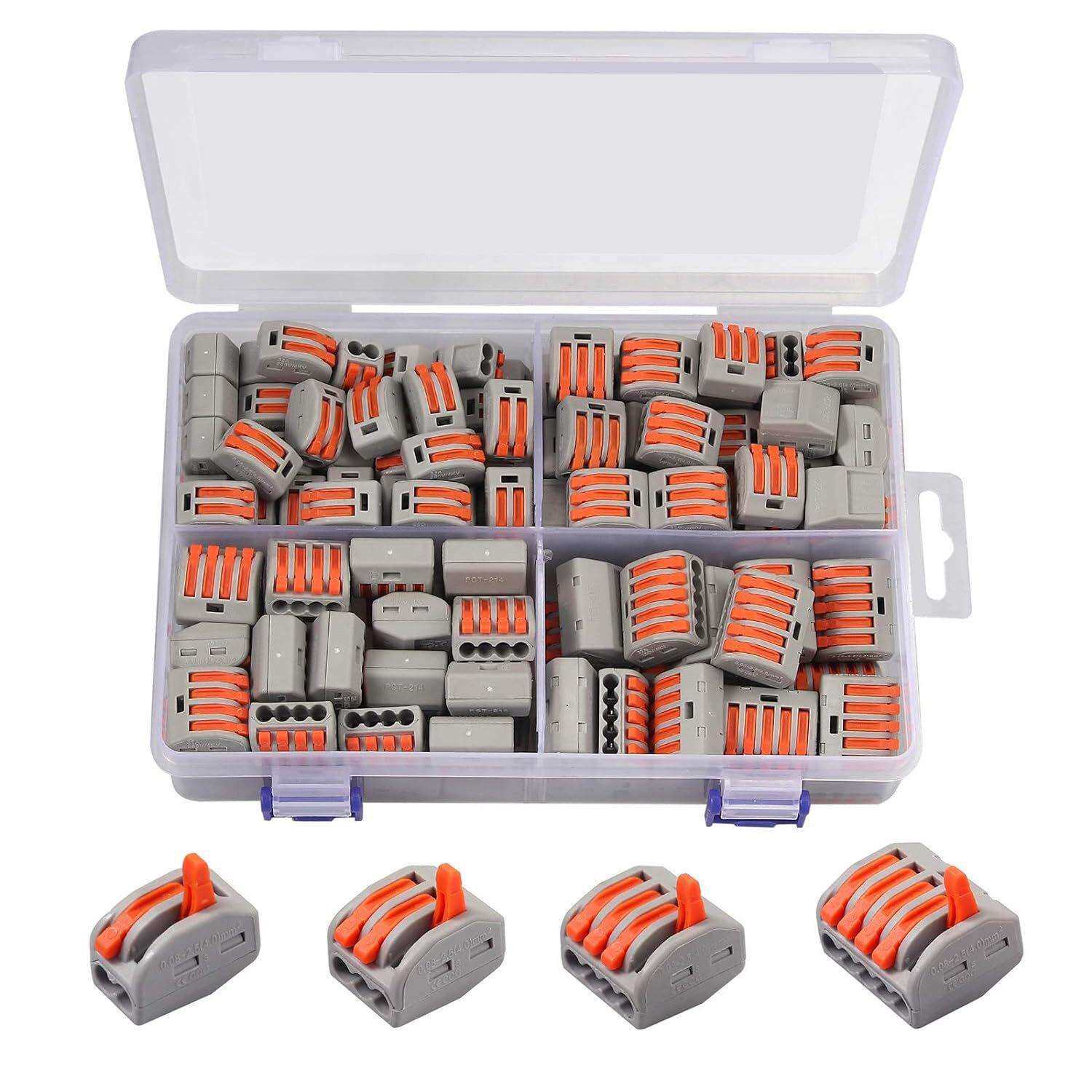 140PCS盒装PCT-212快速接线端子/按压式电线并线连接器
