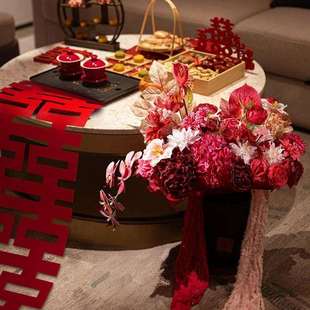 结婚浪漫婚房布置花艺客厅卧室床头柜花花束装饰摆件婚房用品