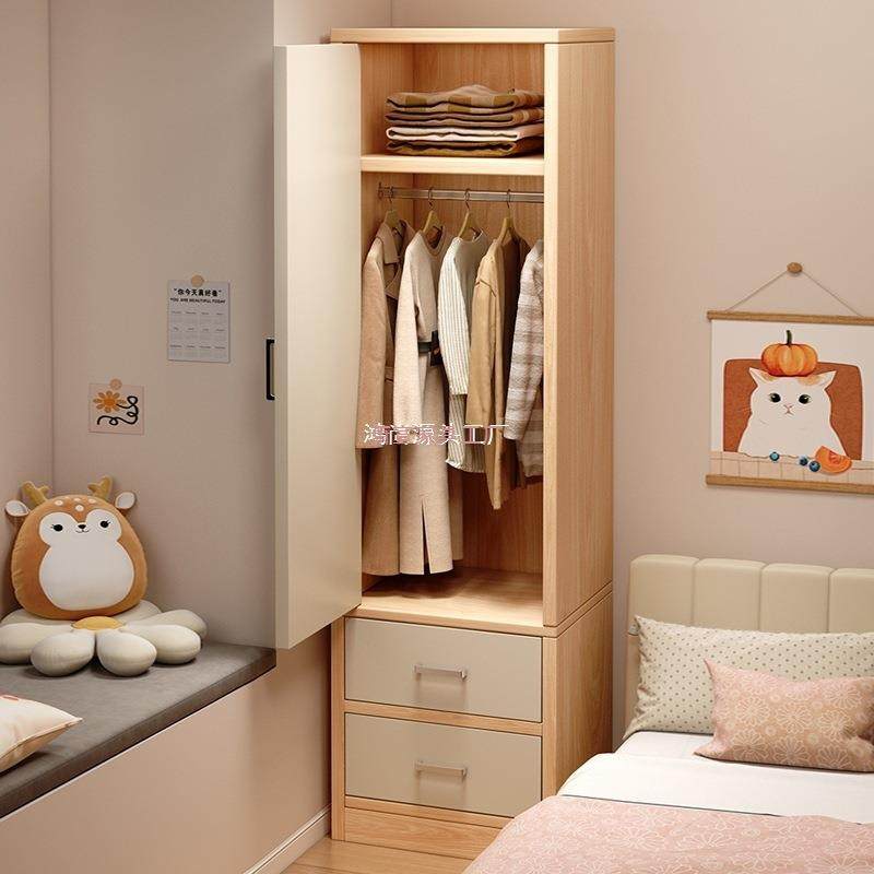 衣柜家用卧室简约现代小型挂衣柜出租房用小房间简易床边单门衣柜
