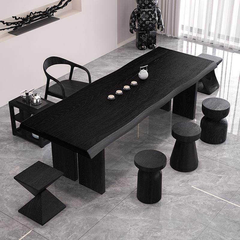 新中式实木茶桌全套家用阳台小户型整板茶台简约碳化黑大板泡茶桌,智能设备,其他智能设备,淘宝优惠券,粉丝福利购,淘宝优惠卷