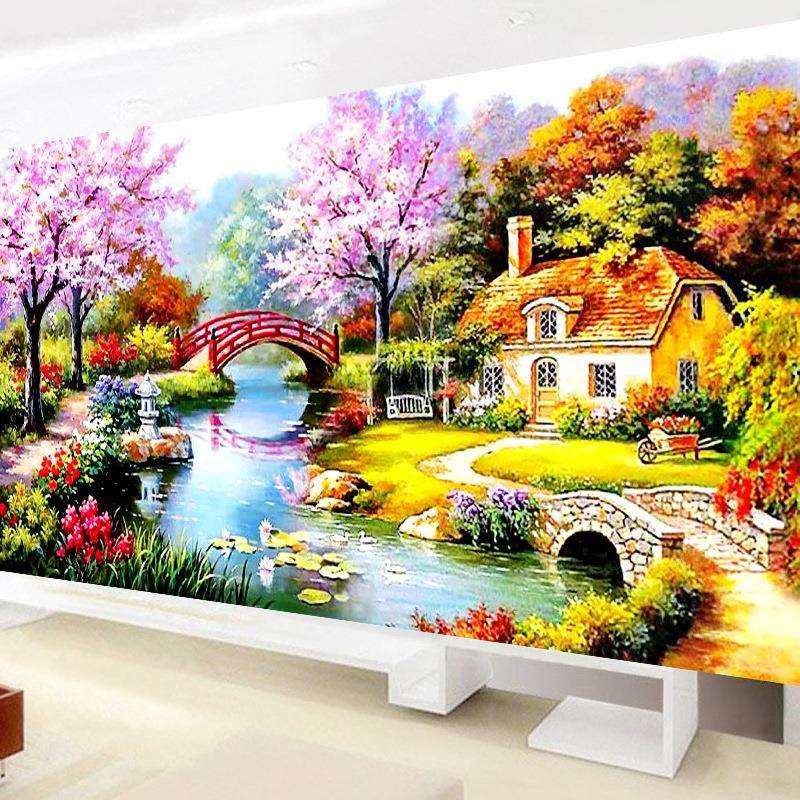 5YA1十字绣2023新款大幅客厅时尚大气欧式山水画风景梦幻田园