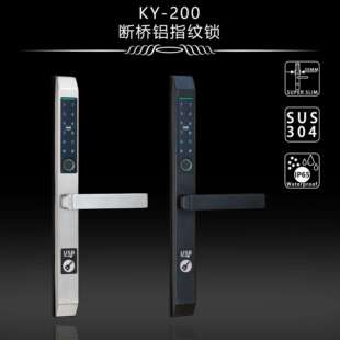 3CM窄边断桥铝合金门指纹锁34mm矮把手推拉平移门有框玻璃密码锁