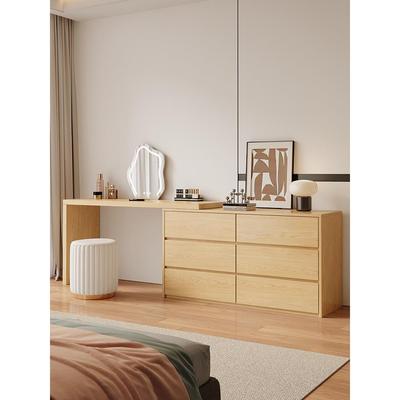 实木梳妆台卧室现代简约收纳斗柜一体小户型可伸缩2024新款化妆桌