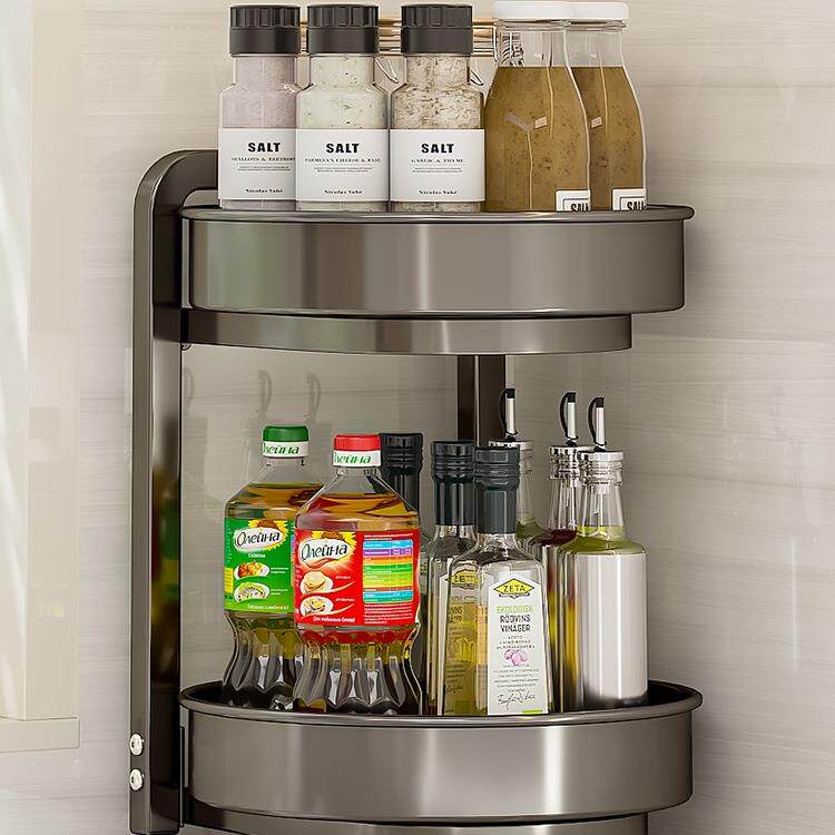 旋转调料置物架厨房调料品架子双层家用台面转角佐料调味品收纳架