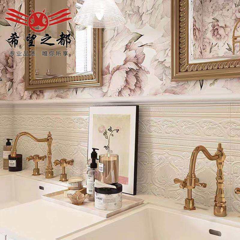 法式复古海基布瓷砖卫生间花砖厨房阳台墙砖300x1200地板砖凝脂