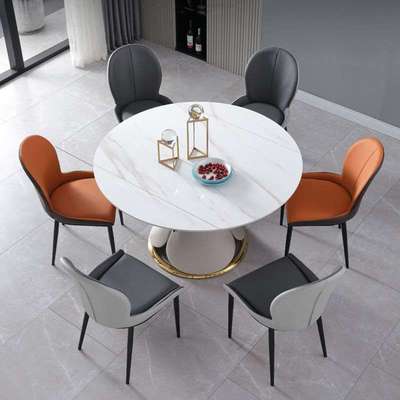 意式伸缩餐桌亮光岩板现代简约网红可变圆桌家用小户型轻奢旋转桌