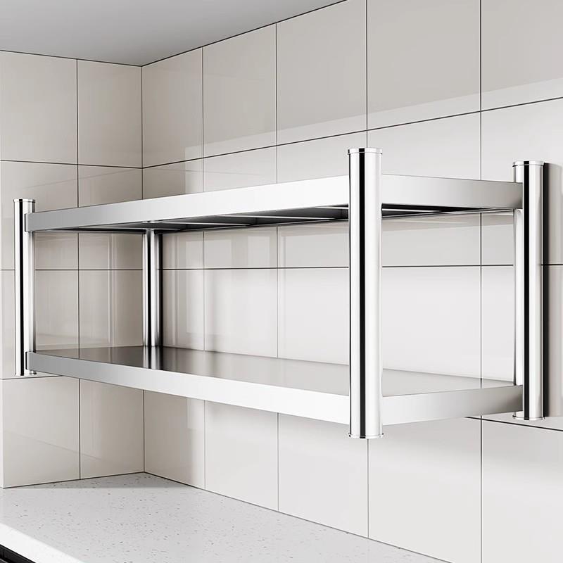 不锈钢厨房墙面置物架壁挂式多功能商用挂墙上收纳架子墙壁悬空架