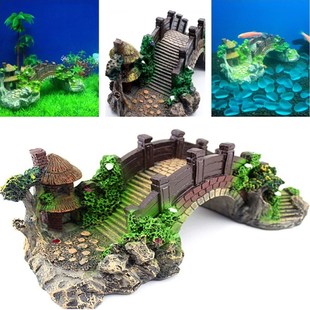 Decor Fish Tank Pavi ORrnaments Bridge 极速Vintage Landscape
