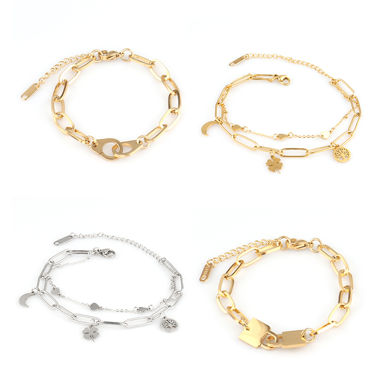 极速Four leaf clover Bracelet Punk StainKless Steel Bracelet