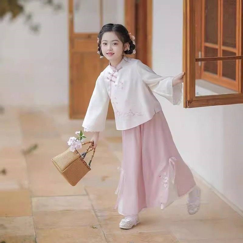 汉服女童春秋款2024新款中秋仙气国风I唐装儿童新中式套装民国风