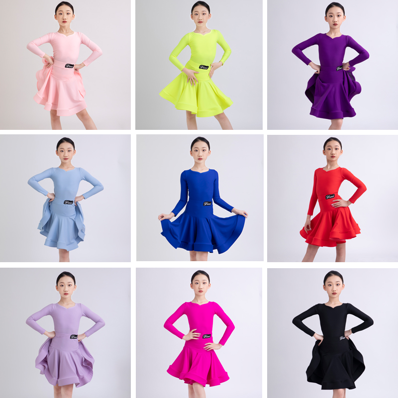 新款儿童拉丁舞服标准赛服t女童专业规定比赛服高档少儿演出服分