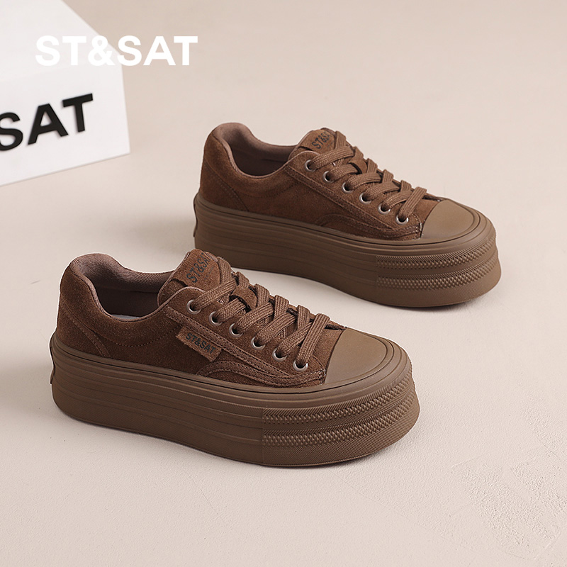 休闲厚底圆头板鞋增高5CM显腿长