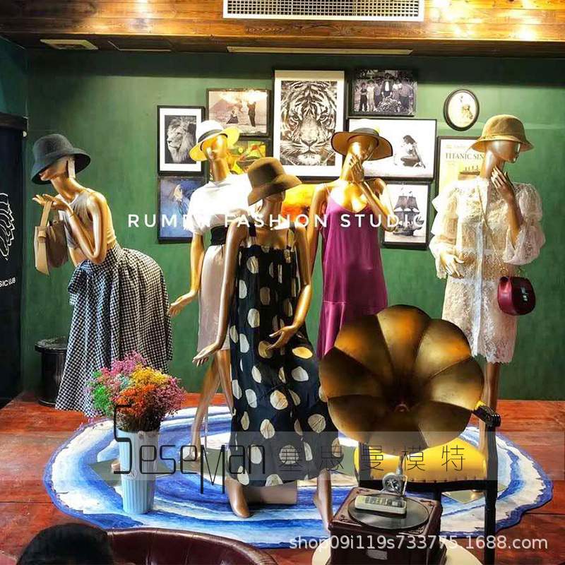 艺术时尚服装店假模特道具 全身女金色人体假模 全身女模特展示架