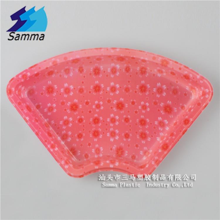 SM5-3102花粉红日式塑料印花寿司外卖打包盒三文鱼牛排托盘200套