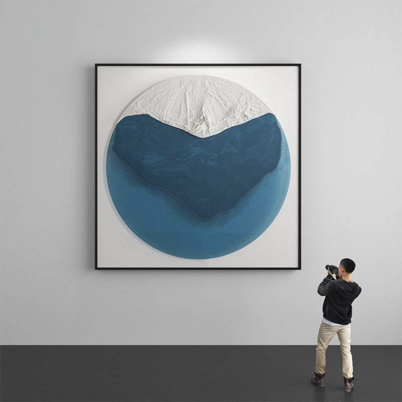 正方形入户玄关装饰画静谧蓝客厅餐厅挂画主卧室走廊床头楼梯挂画图片