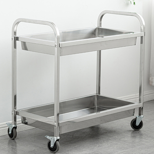 不锈钢餐车小推车三层餐厅收碗车餐盘收集服务车送餐车饭店手推车