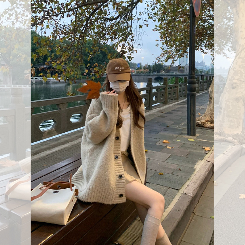 慵懒风针织开衫毛衣女202