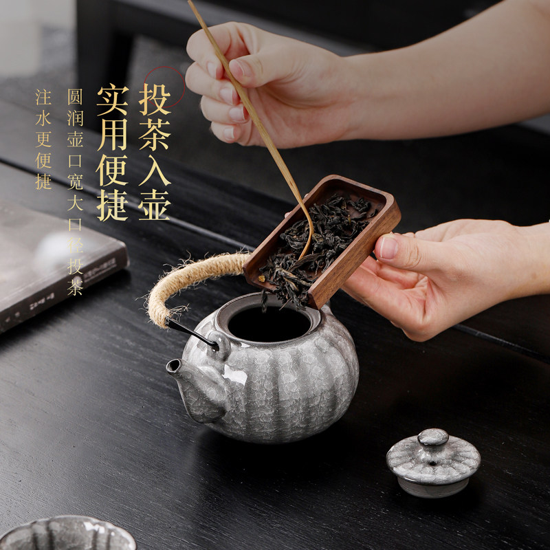 黑冰盖碗茶壶陶瓷冰裂纹三才茶碗图片