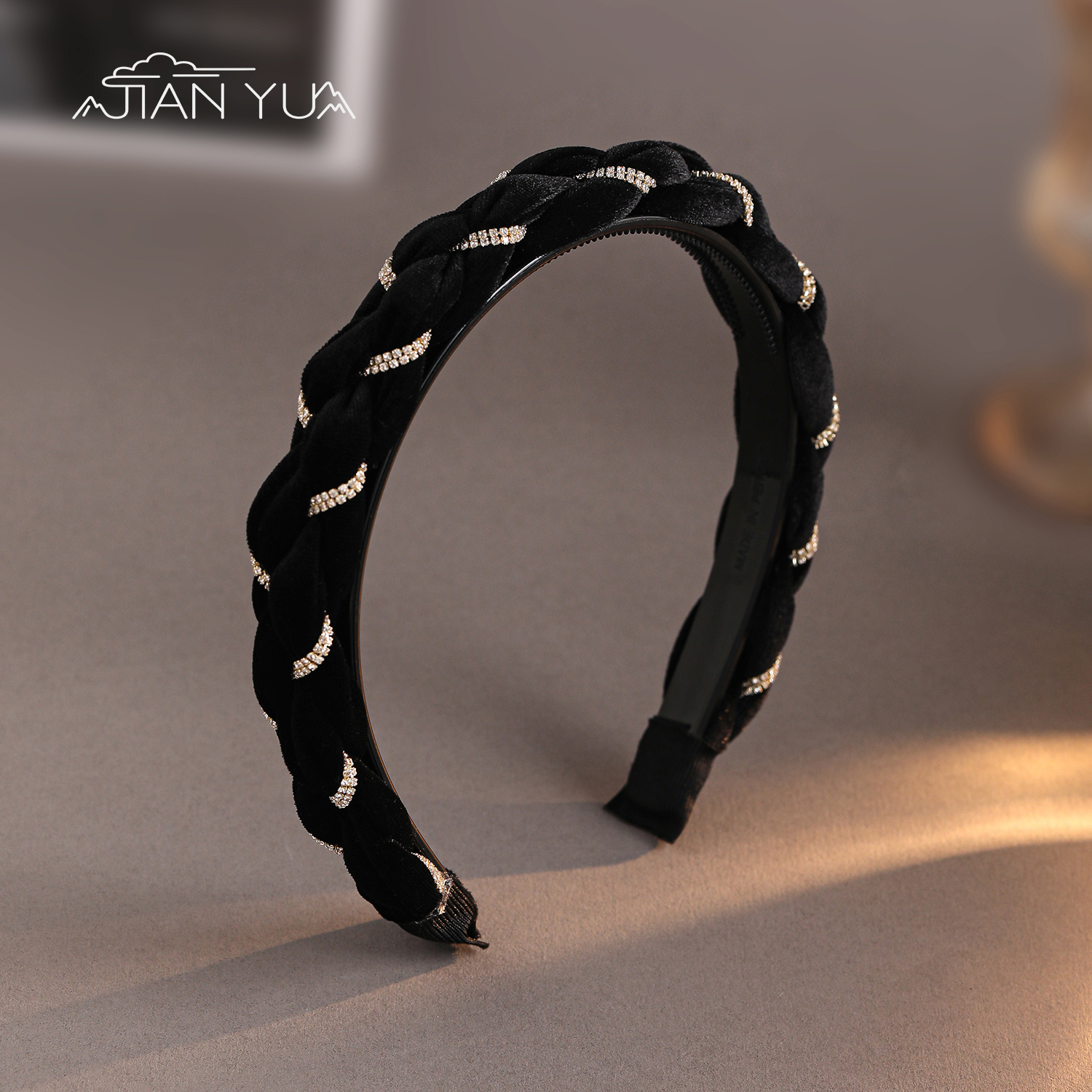 复古丝绒发箍高级感绒布水钻头箍