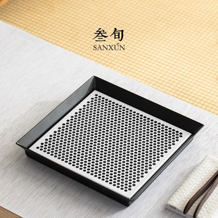 三旬轻奢铝合金茶盘家用小型干泡茶台一人用储水茶几托盘2025新款